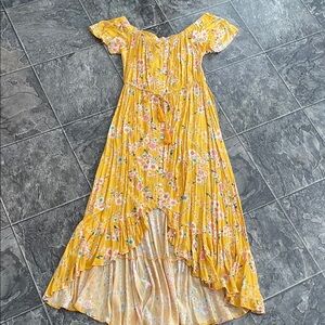 ⭐️NWT ABEL THE LABEL Floral Off-The-Shoulder High-Low Coquette Ruffle Boho Dress